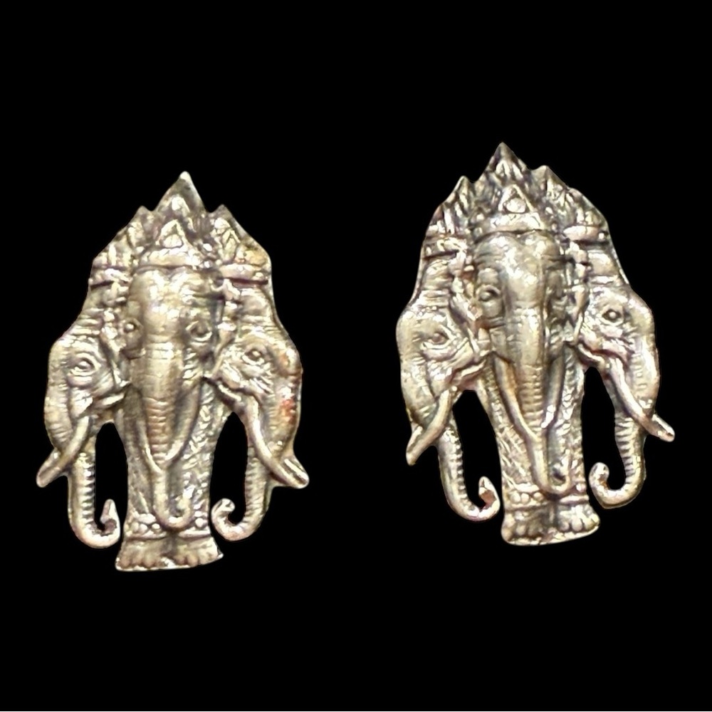 Vintage Thai Erawan (three headed elephant) Sterling Silver Cufflinks